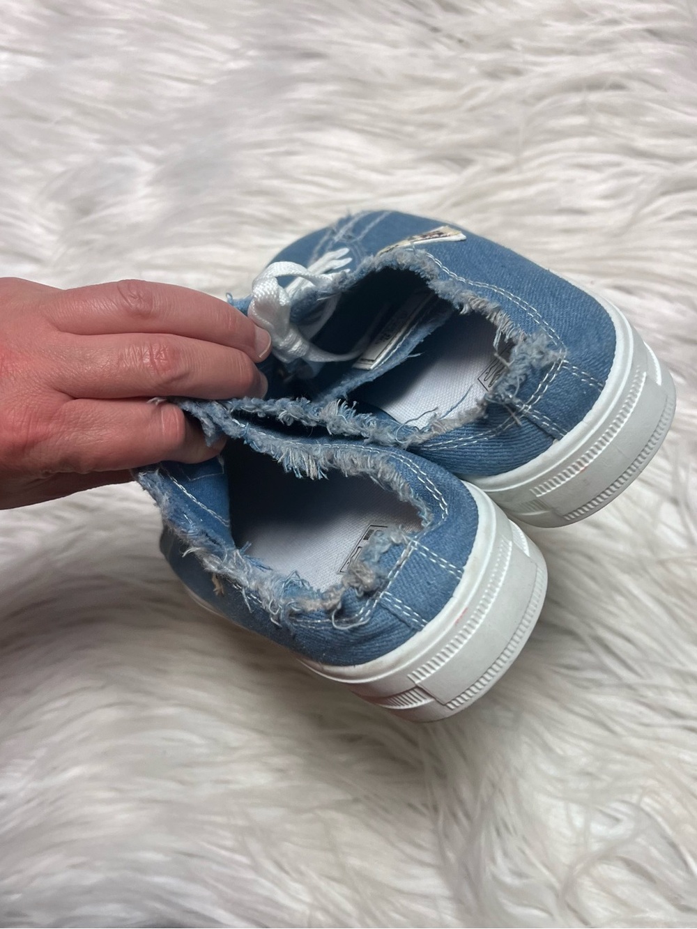 Light Blue Denim Low-Top Lace-Up Sneakers - Picture 5 of 6